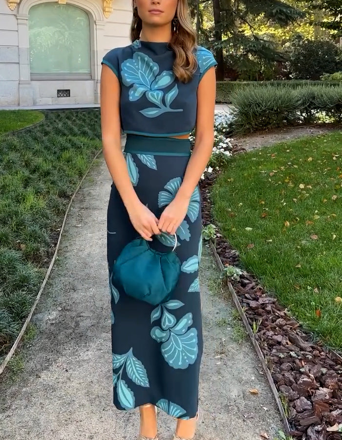 Black-Blue Two-Piece Dress