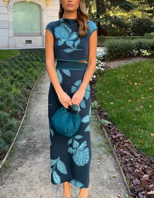 Black-Blue Two-Piece Dress