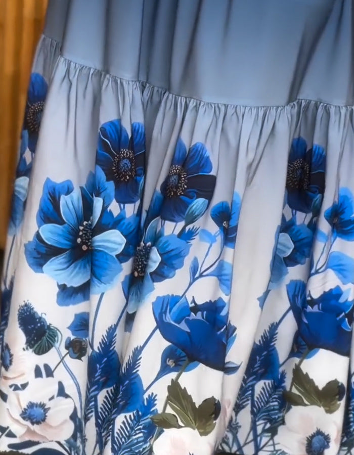 Gradient Blue Flower Dress