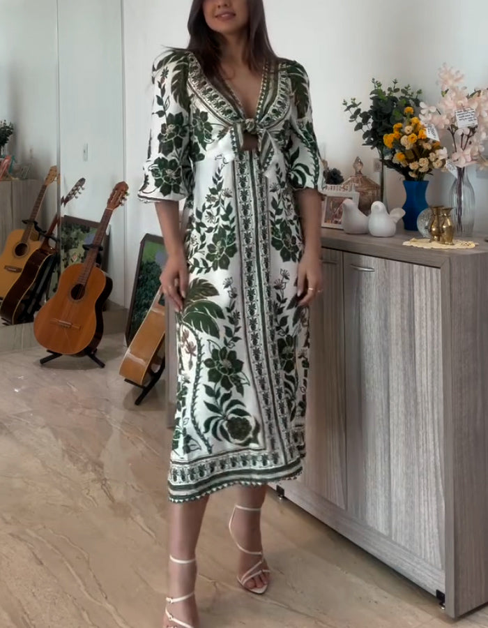 Green Front Knot Dress