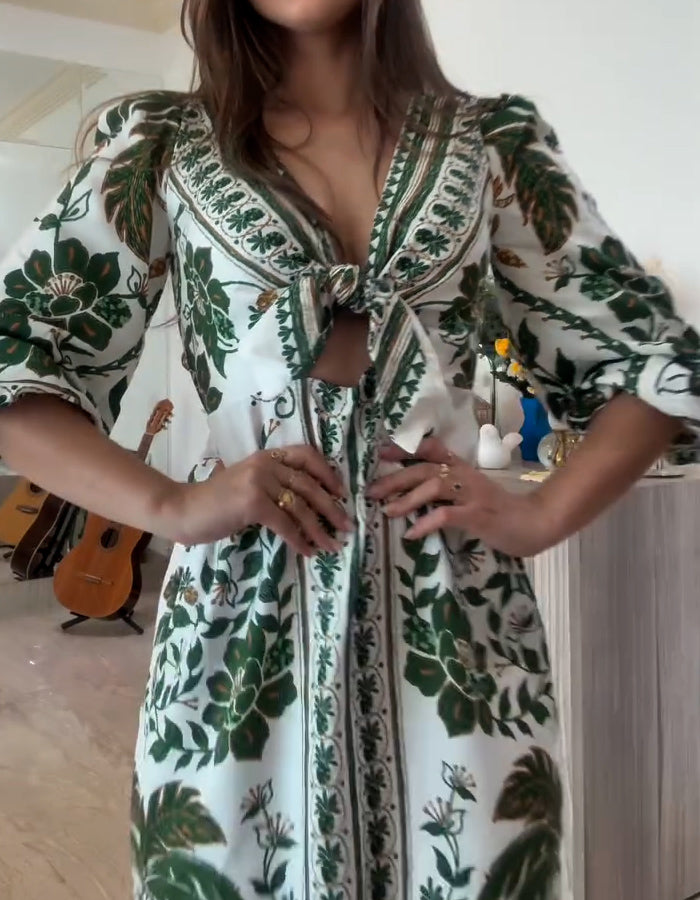 Green Front Knot Dress