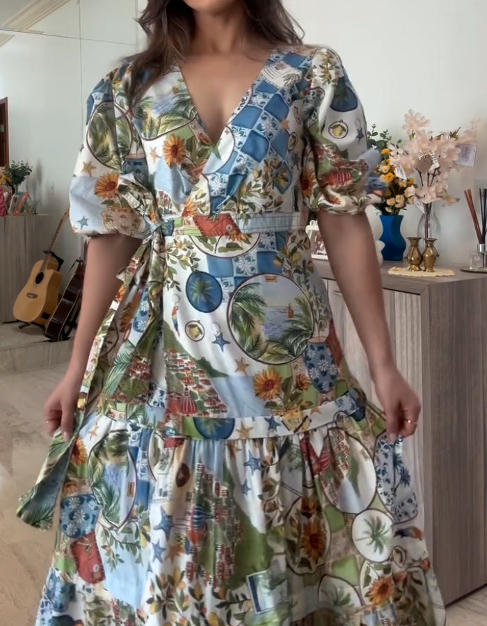 Multi-Color Printed Dress