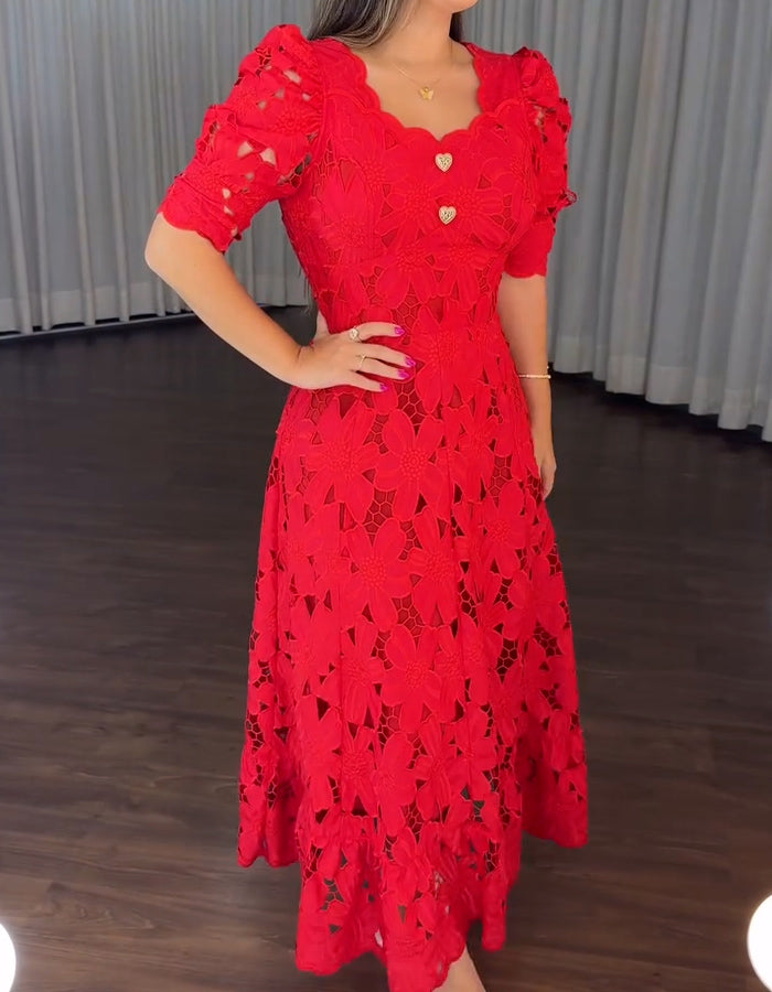 Solid Color Lace Dress