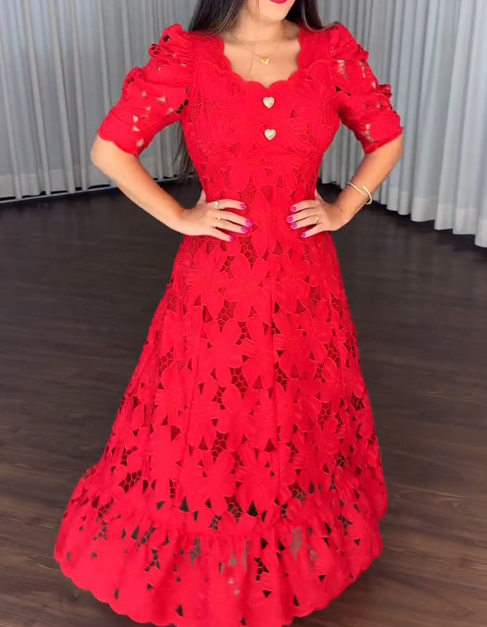 Solid Color Lace Dress