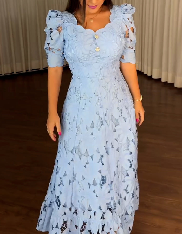 Solid Color Lace Dress
