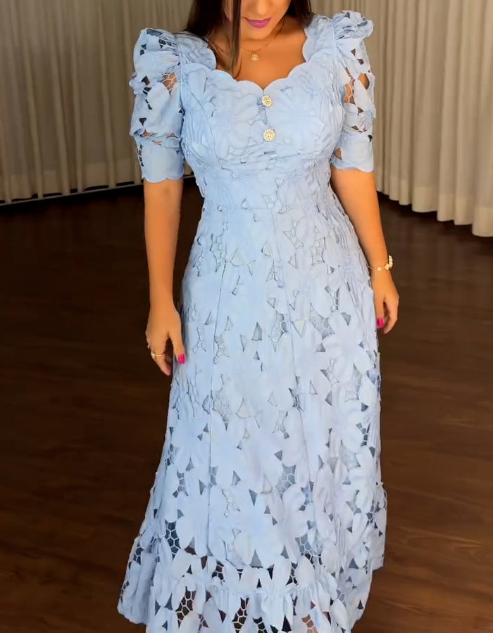 Solid Color Lace Dress