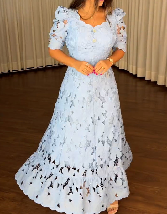 Solid Color Lace Dress