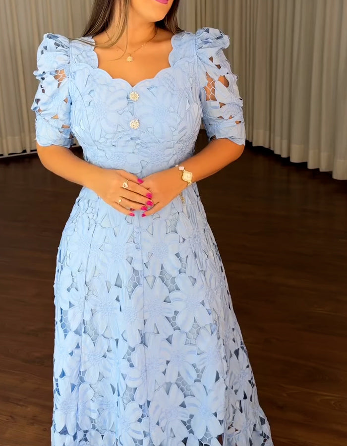 Solid Color Lace Dress