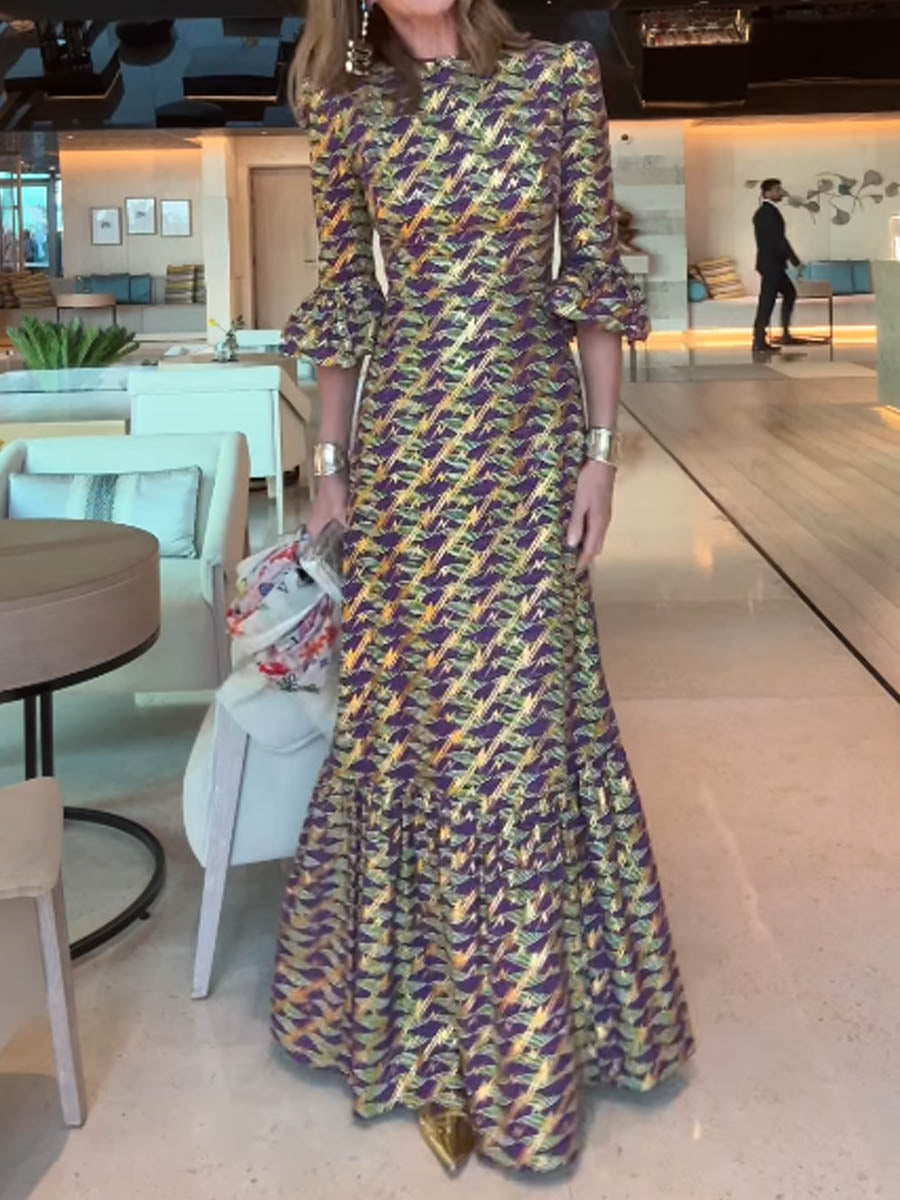 Floral Sleeves Maxi Dress