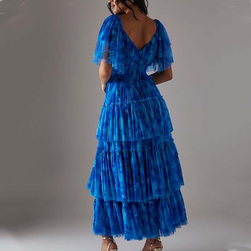Flutter Sleeve Tulle Dress