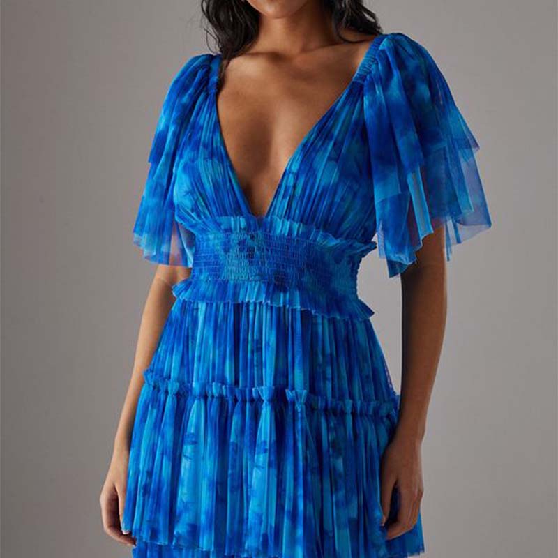 Flutter Sleeve Tulle Dress