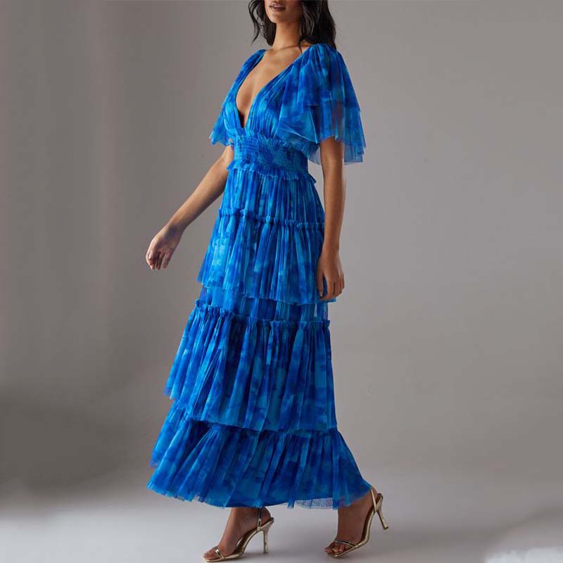 Flutter Sleeve Tulle Dress