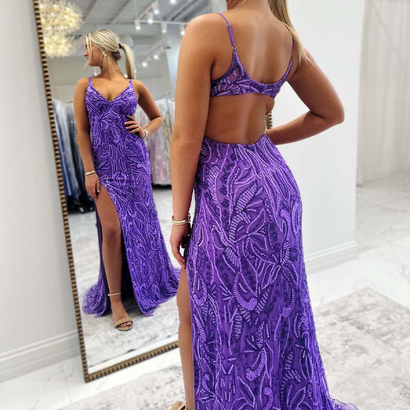 Purple High Fork Dress