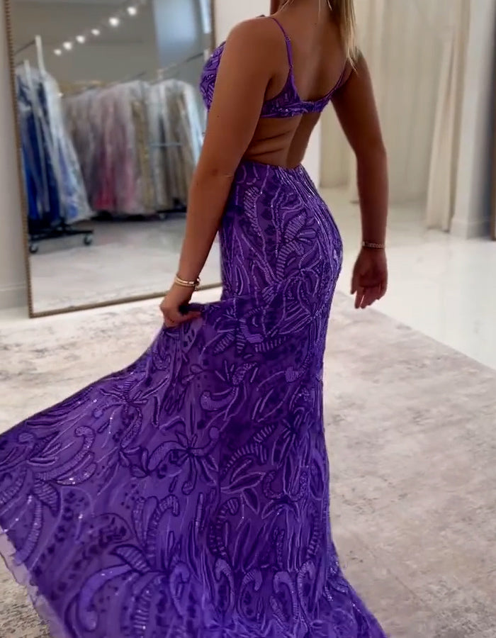 Purple High Fork Dress