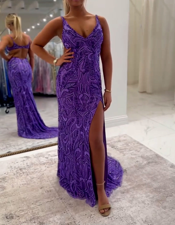 Purple High Fork Dress