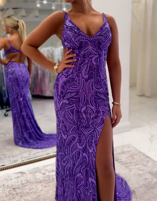 Purple High Fork Dress