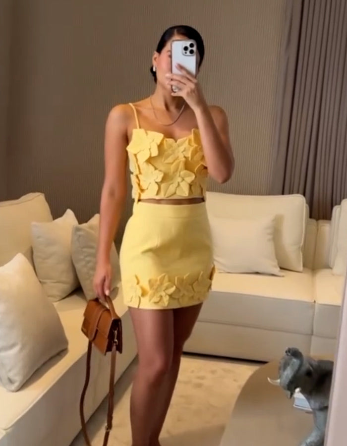 Cream Yellow Flower Dress