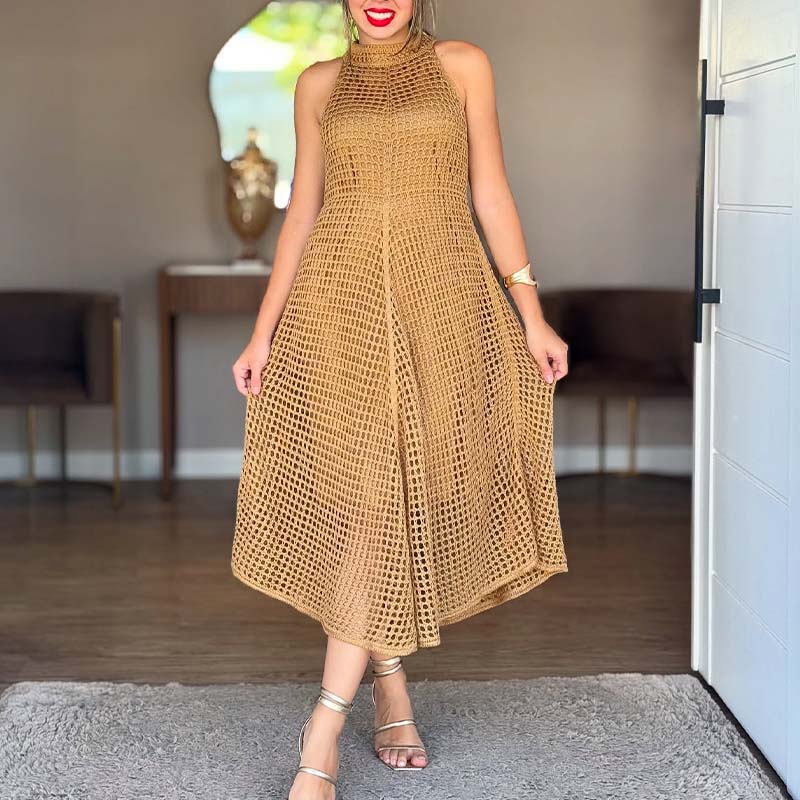 Breathable Solid-Color Dress