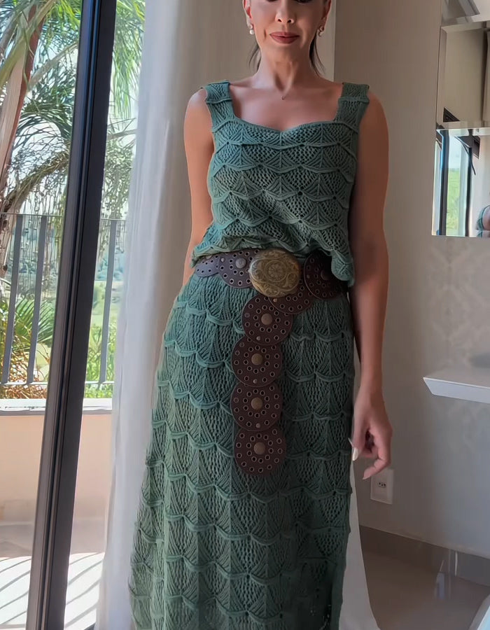 Special Belt Casual Two Piece Dress