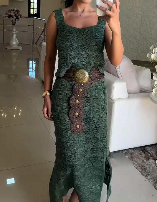 Special Belt Casual Two Piece Dress