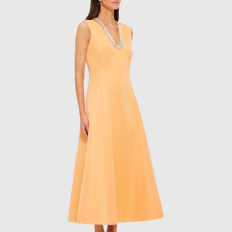 Rhinestone V-Neck Casual Dress