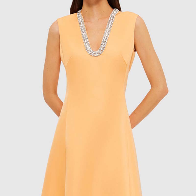 Rhinestone V-Neck Casual Dress