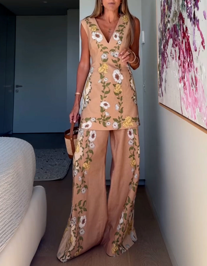 Flower Sleeveless Set