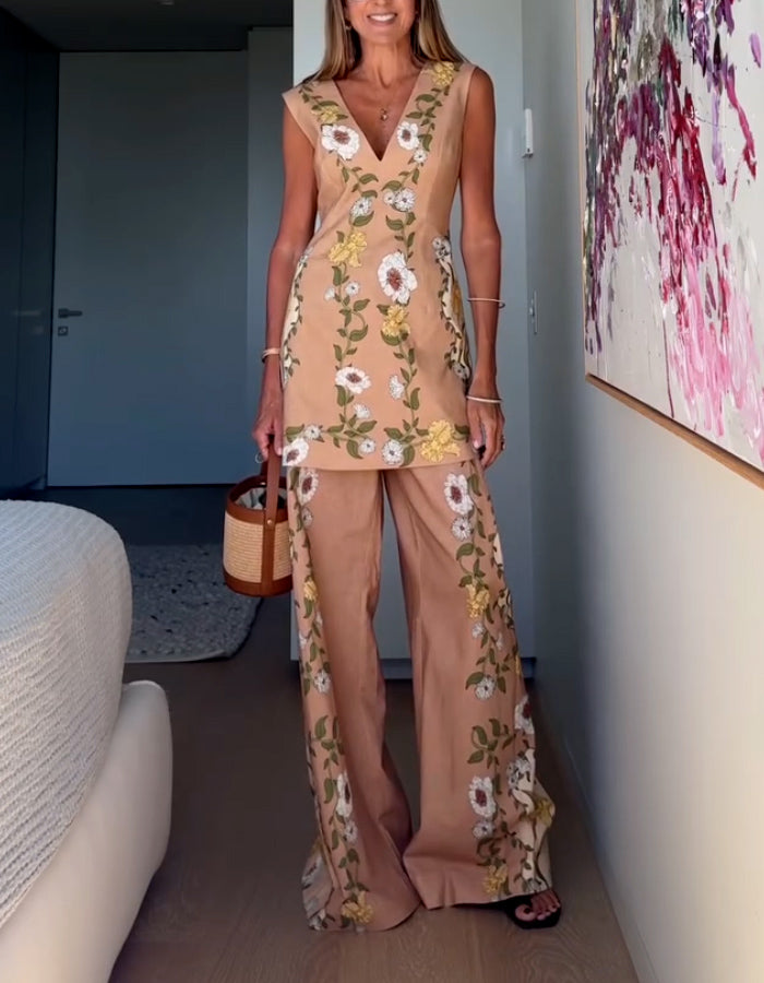 Flower Sleeveless Set