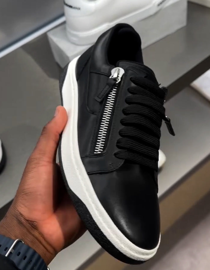 Black Double Zippers Shoes