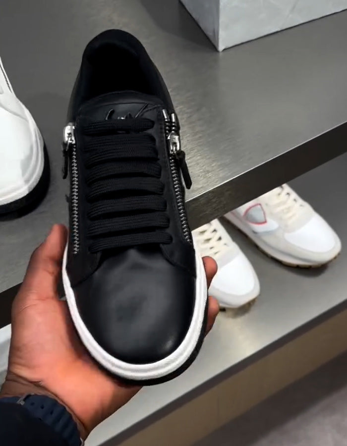 Black Double Zippers Shoes