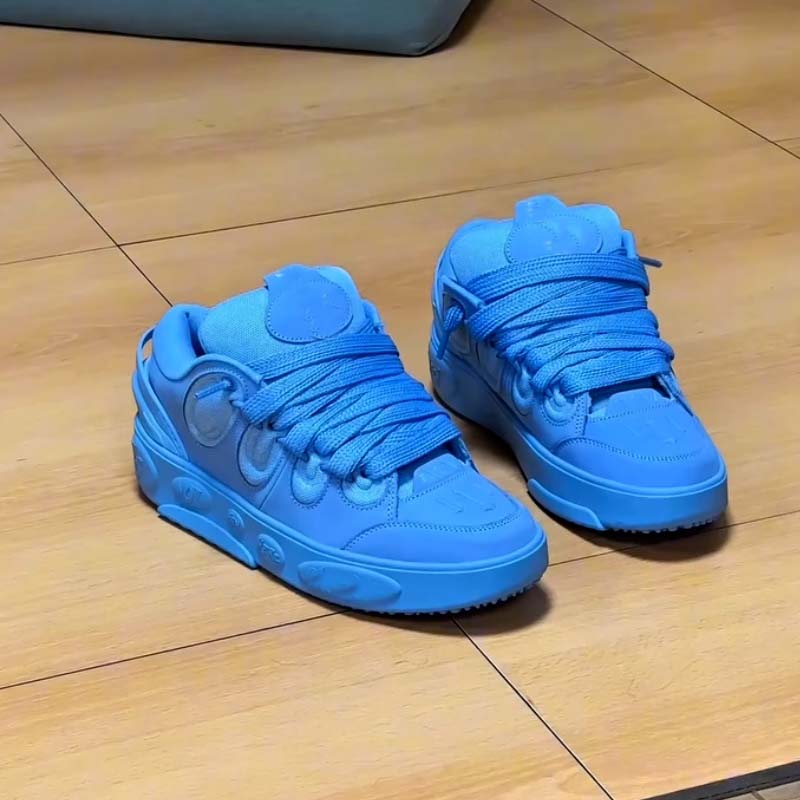 Blue Thick-Sole Sneakers
