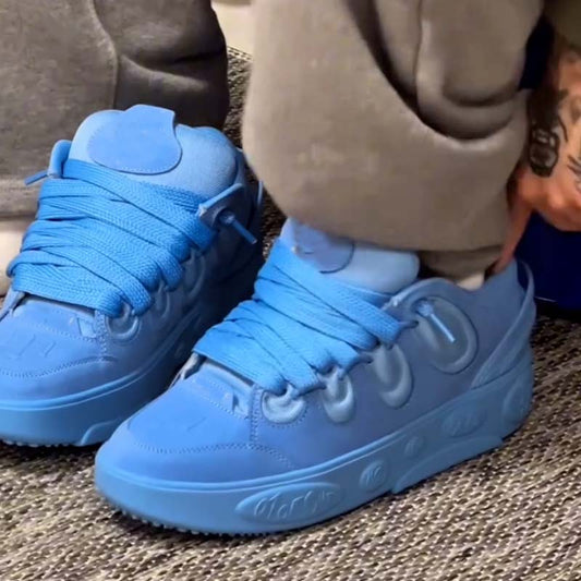 Blue Thick-Sole Sneakers
