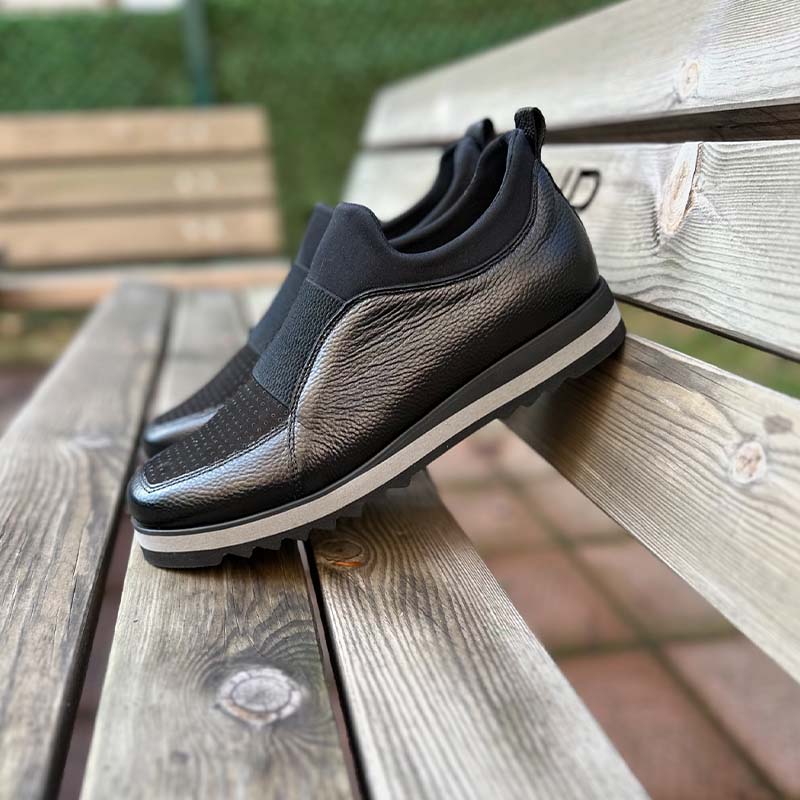 Stretch Leather Slip-On Shoes