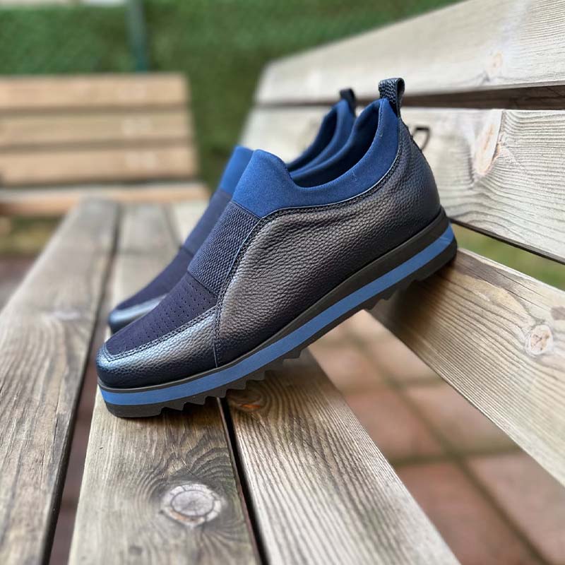 Stretch Leather Slip-On Shoes