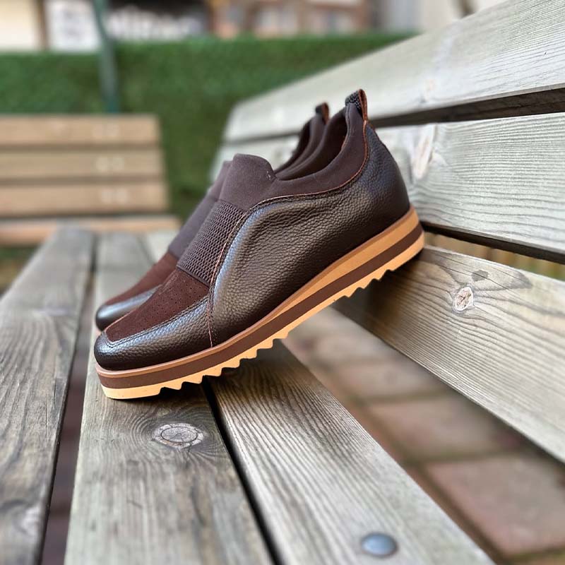 Stretch Leather Slip-On Shoes