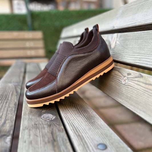 Stretch Leather Slip-On Shoes