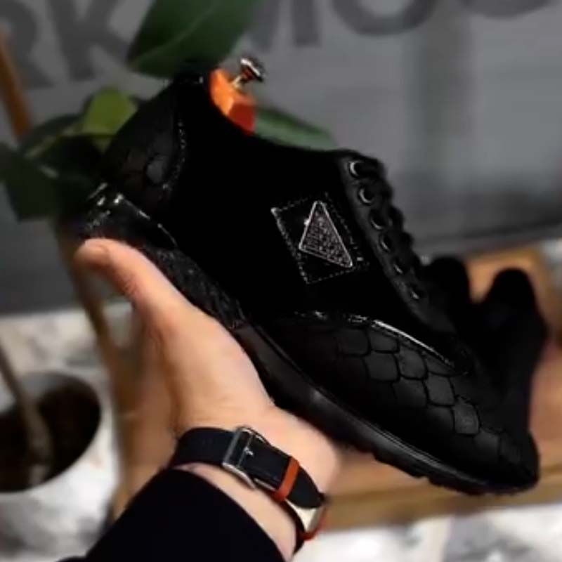 Black Leather Sneakers