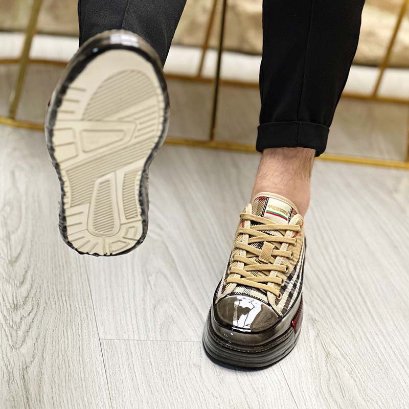 Khaki Plaid Flat Shoes