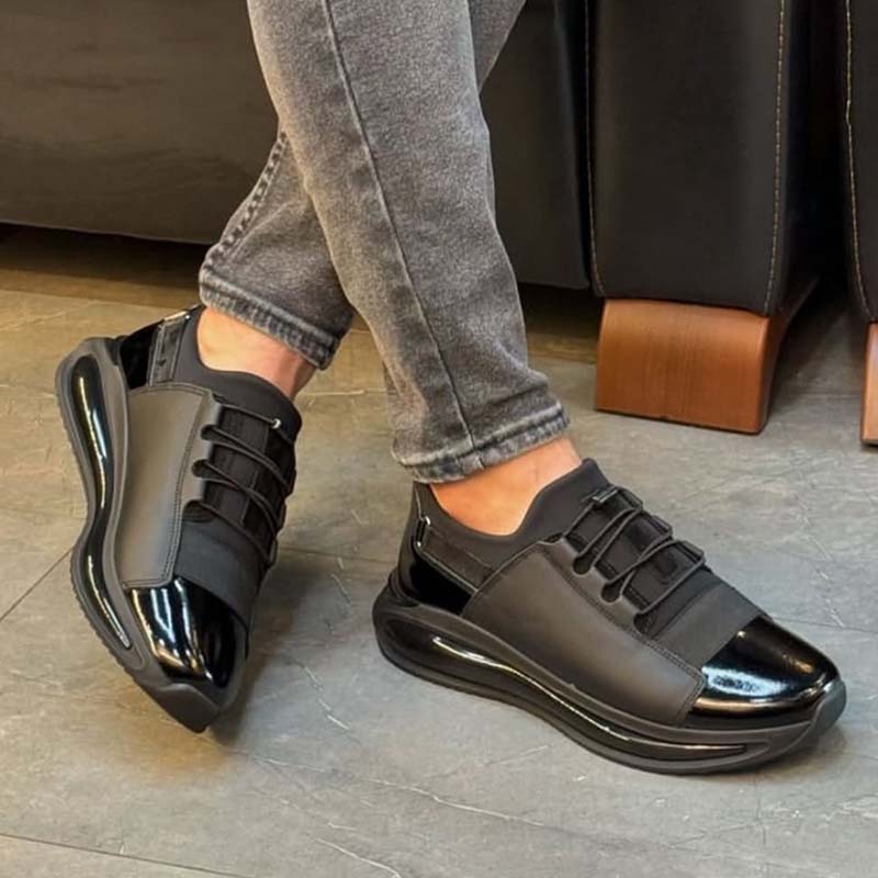 Black Leather Slip-on Sneakers