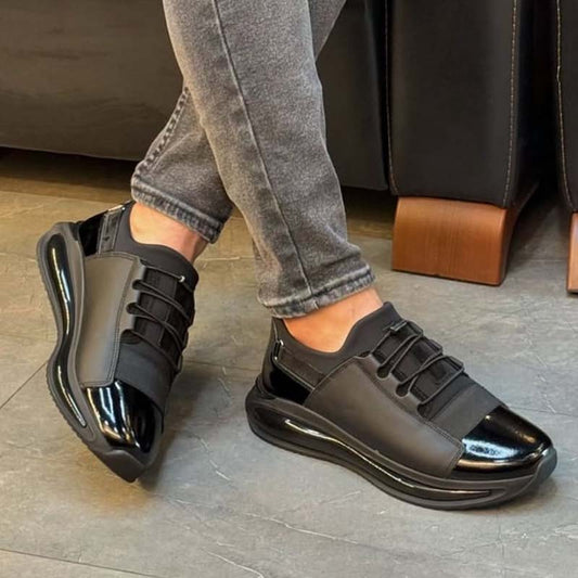 Black Leather Slip-on Sneakers