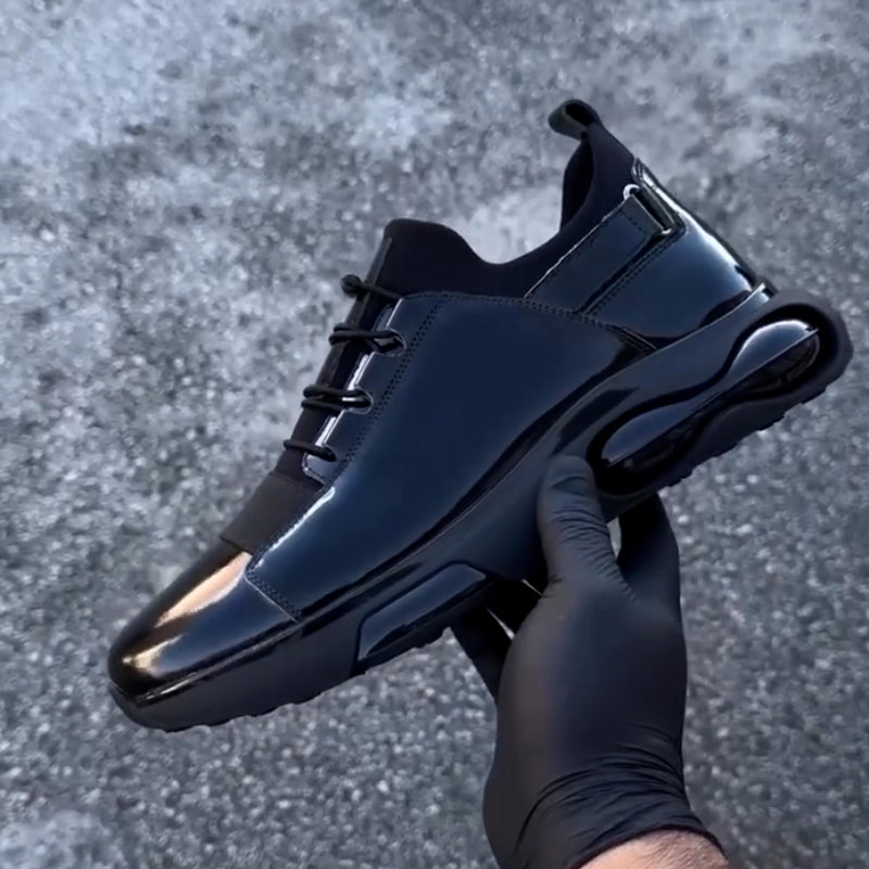 Black Leather Slip-on Sneakers