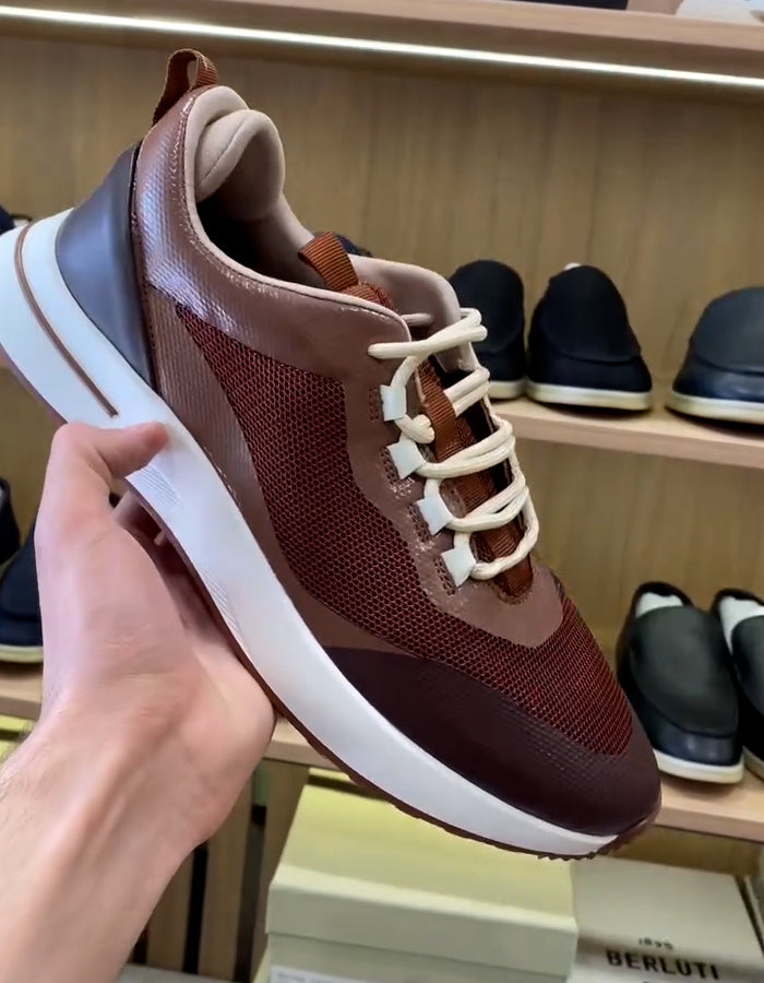 Brown Mesh Sneakers
