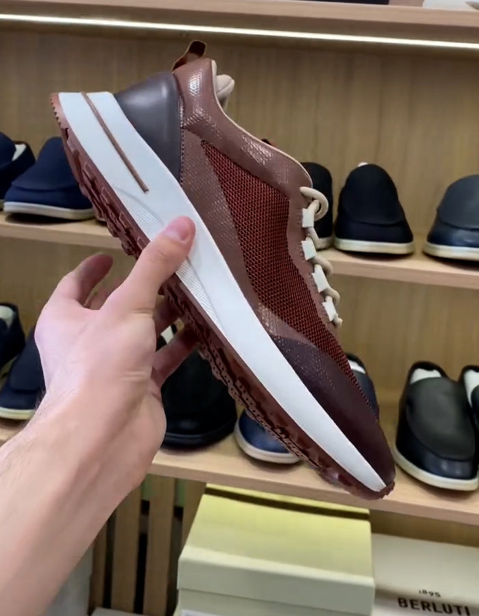 Brown Mesh Sneakers