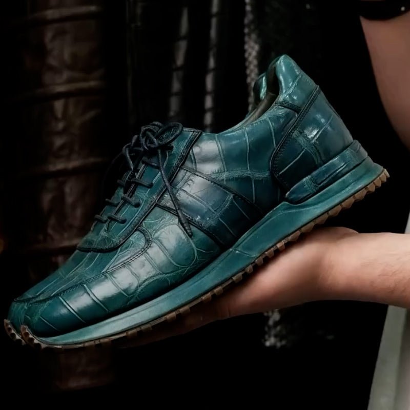 Green Leather Versatile Sneakers