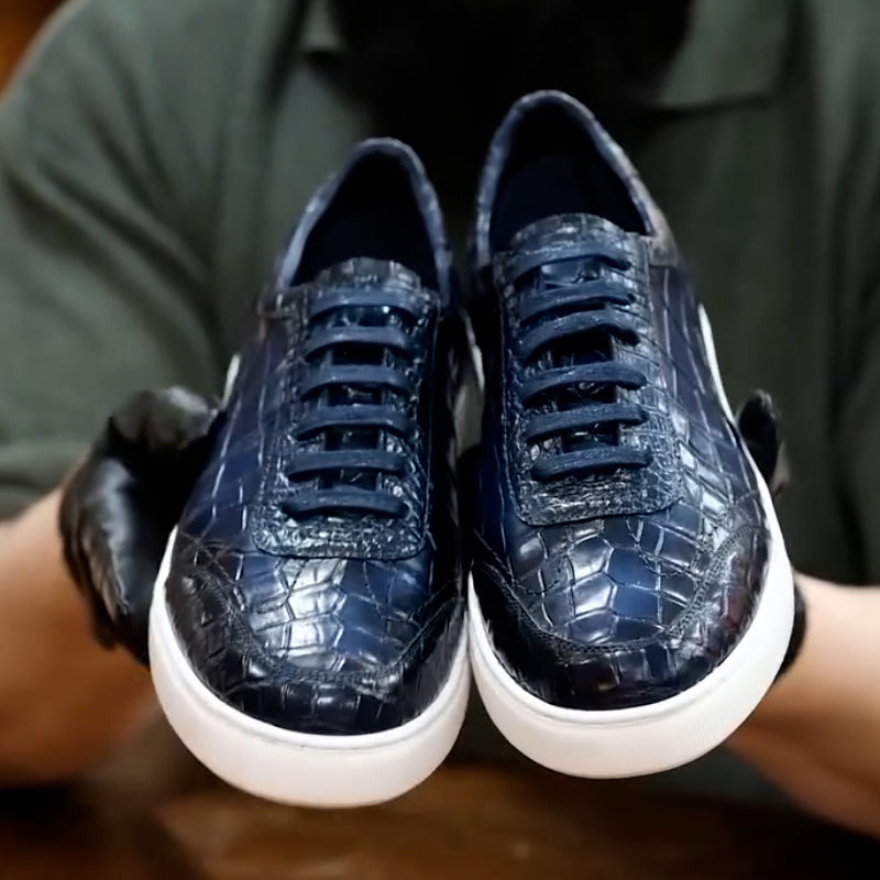 Blue Leather Casual Shoes