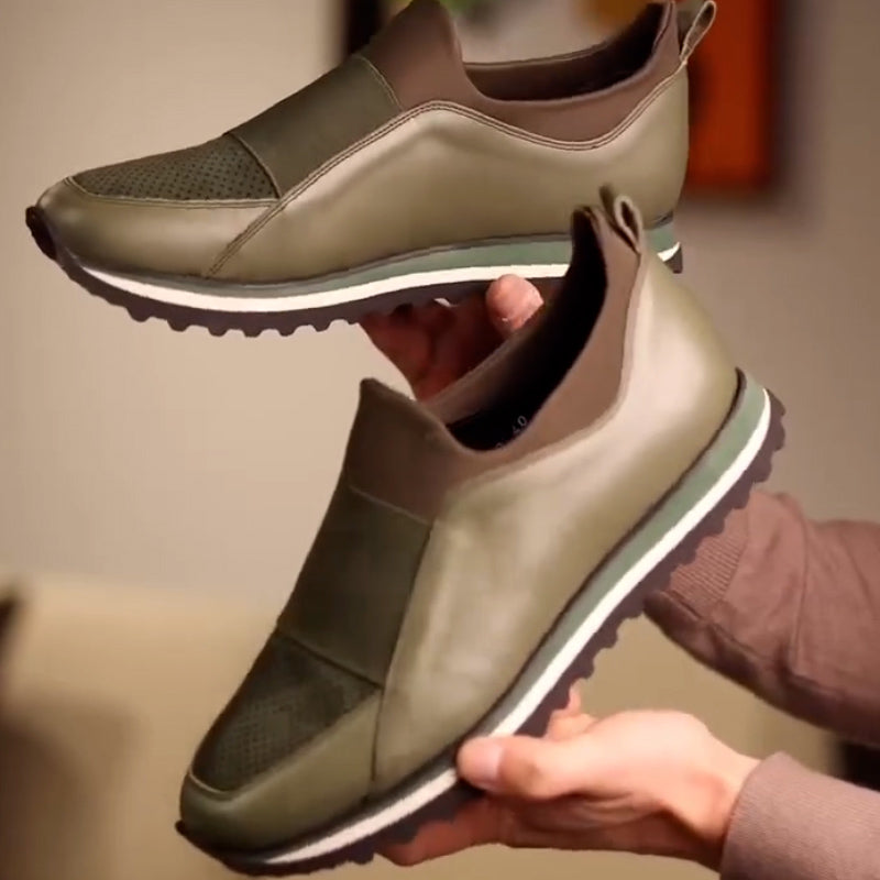 Stretch Leather Sneakers