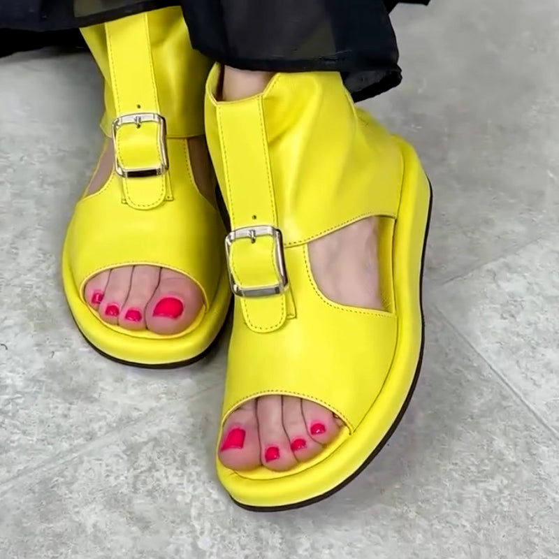 Solid-Color Buckle Sandals