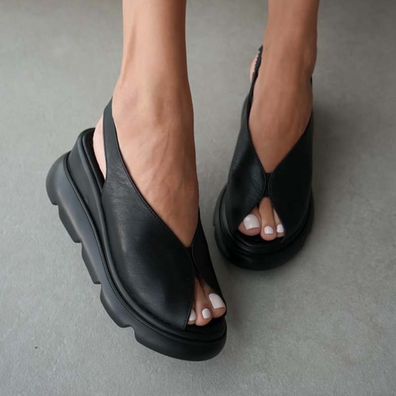 Stretch Wedge Chunky Sandals