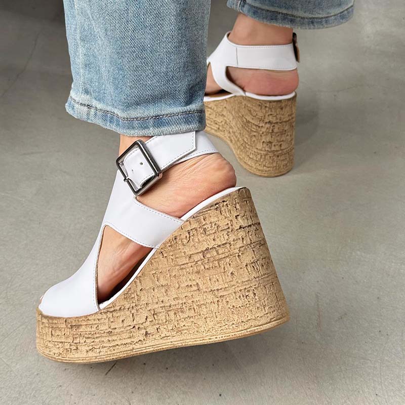 White Wedge Sandals
