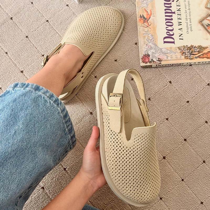 Solid-Color Two-Wear Sandals